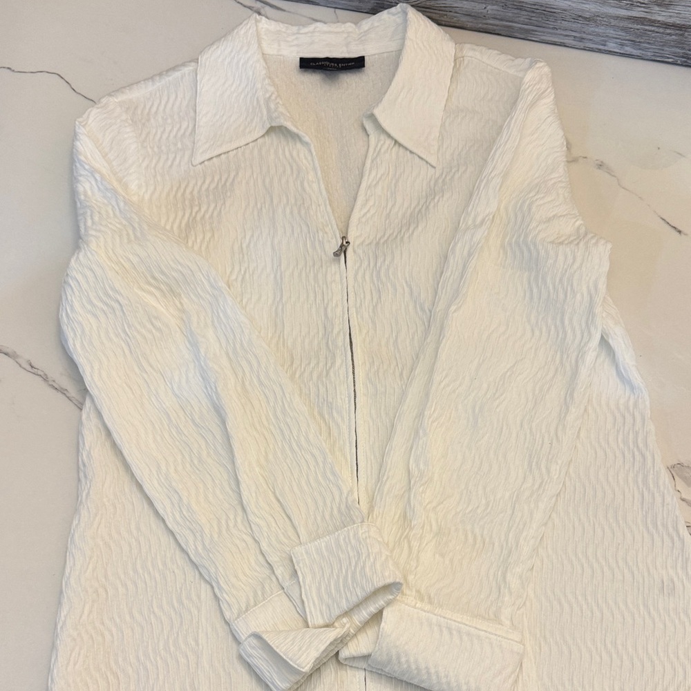 Classiques Entier Cream Textured Blouse